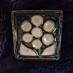 C.U.E. Denmark Ceramic Flower Brooch